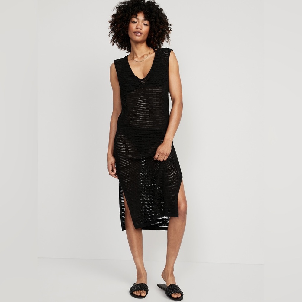 Never Been Worn! Sleeveless Crochet Midi Swim Cover-Up Dress for Women